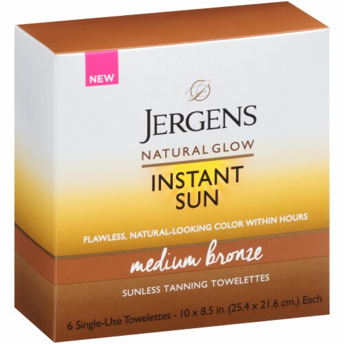 Jergens Natural Glow Instant Sun Medium Bronze Suness Tanning Towelettes Perspective: front