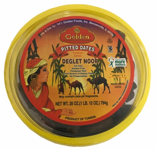 Golden Deglet Noor Pitted Dates Perspective: front