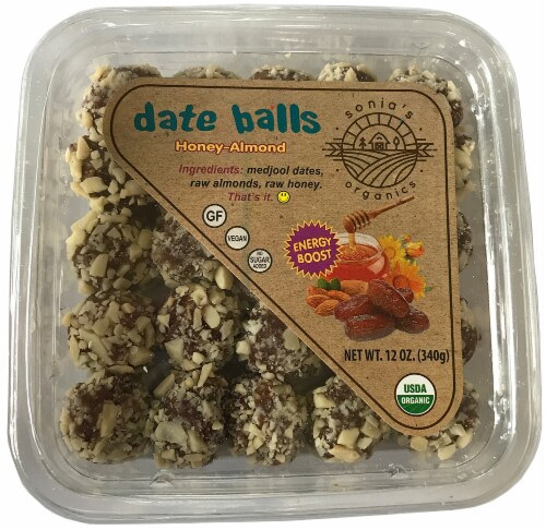 Sonia's Organics Honey Almond Date Balls Perspective: front
