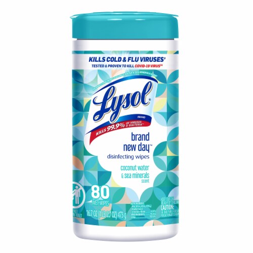 Lysol® Brand New Day™ Coconut Water & Sea Minerals Disinfecting Wipes Perspective: front