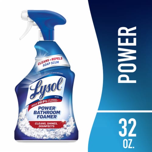 Lysol Power Bathroom Foamer Bathroom Cleaning Spray, Soap Scum and Shine Disinfectant, 32 fl oz Perspective: front