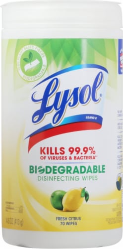 Lysol Plant-Based Fresh Citrus Scent Disinfecting Wipes Perspective: front