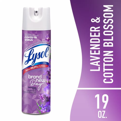Lysol® Brand New Day™ Lavender & Cotton Blossom Disinfectant Spray Perspective: front