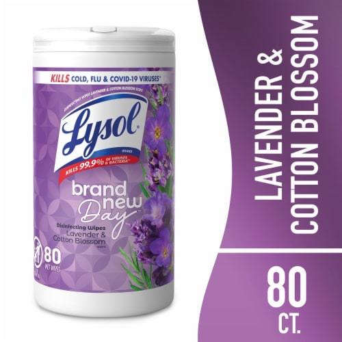 Lysol® Brand New Day™ Lavender & Cotton Blossom Disinfecting Wipes Perspective: front