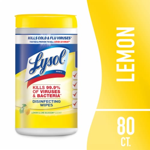 Lysol Disinfectant Multi-Surface and Antibacterial Lemon and Lime Blossom Cleaning Wipes Perspective: front