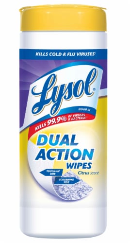 Lysol® Dual Action Citrus Sanitizing Wipes Perspective: front