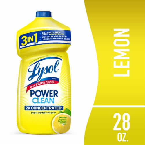Lysol Power Clean All Purpose Cleaner Concentrate Disinfectant Lemon Perspective: front