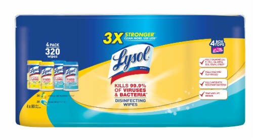 Lysol Lemon Lime + Ocean Fresh Disinfecting Wipes 4 Pack Perspective: front