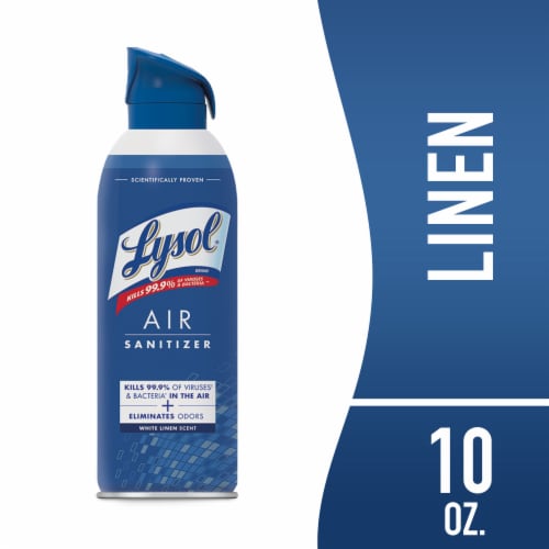 Lysol Air Sanitizing Spray, Odor Eliminating Air Freshener, White Linen, 10 oz Perspective: front