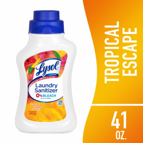 Lysol Brand New Day Laundry Sanitizer 0% Bleach Tropical Escape Perspective: front