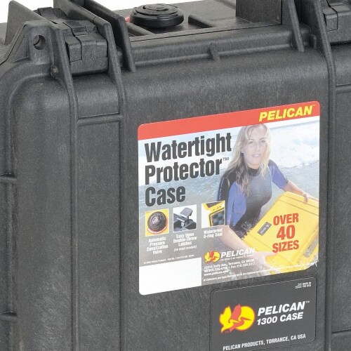 Pelican Protective Case,Black,10-5/8 in.L  1300 WL/WF BLK Perspective: front