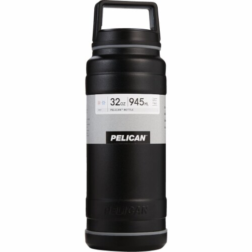 Pelican 32 Oz. Black Stainless Steel Travel Bottle TRAV-BO32-BLK Perspective: front
