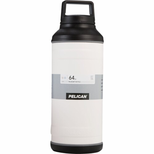 Pelican 64 Oz. White Stainless Steel Travel Bottle TRAV-BO64-WHT Perspective: front