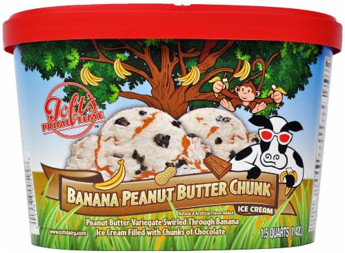 Toft's Banana Peanut Butter Chunk Ice Cream Tub Perspective: front