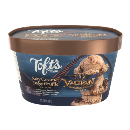 Toft's™ Salty Caramel Fudge Truffle Ice Cream Tub Perspective: front
