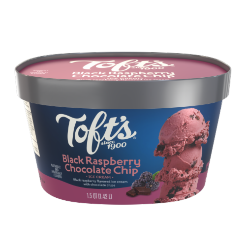 Toft's Prime Time Black Raspberry Choc Chunk Ice Cream Tub Perspective: front