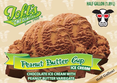Toft's One Quality Peanut Butter Cup Ice Cream Tub Perspective: front