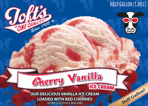 Toft's One Quality Cherry Vanilla Ice Cream Tub Perspective: front