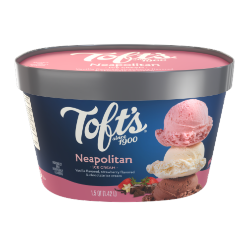 Toft's® Neapolitan Ice Cream Tub Perspective: front