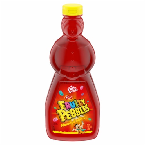Mrs. Butterworth's® Fruity Pebbles™ Flavored Pancake Syrup Perspective: front