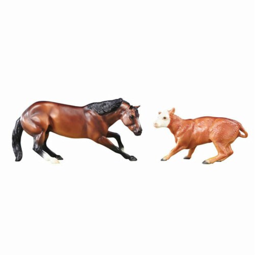 Breyer BH61091 Classics Cutting Horse & Calf Set Perspective: front