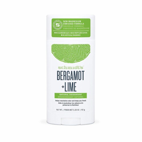 Schmidt's Natural Deodorant, Bergamot + Lime, 3.25 Ounces Perspective: front