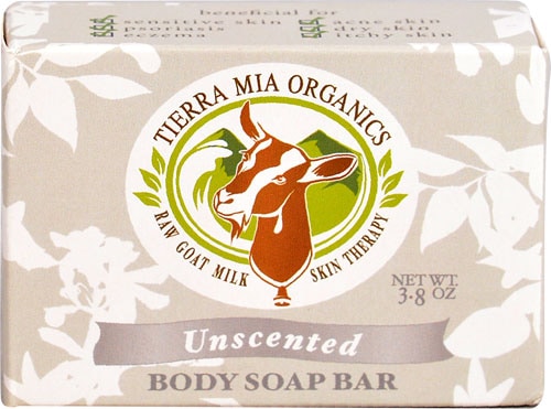 Tierra Mia Organics Raw Goat Milk Skin Therapy Unscented Body Soap Bar Perspective: front