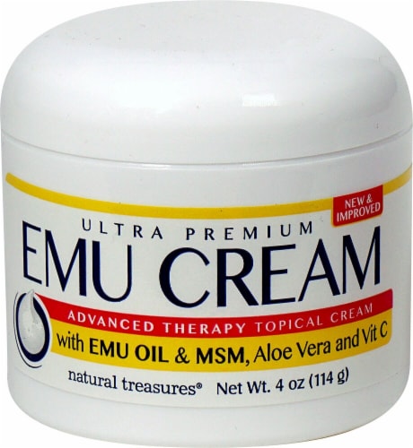 Natural Treasures  Emu Topical Cream with Emu Oil & MSM Aloe Vera and Vitamin C Perspective: front