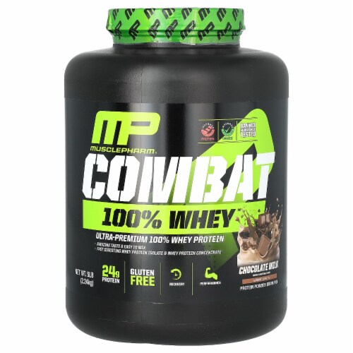 MusclePharm Combat 100% Whey Protein Chocolate Milk - 5 lb (2.24 kg) Perspective: front