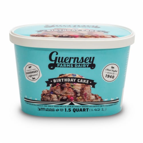 Guernsey Farms Dairy Birthday Cake Ice Cream Tub Perspective: front