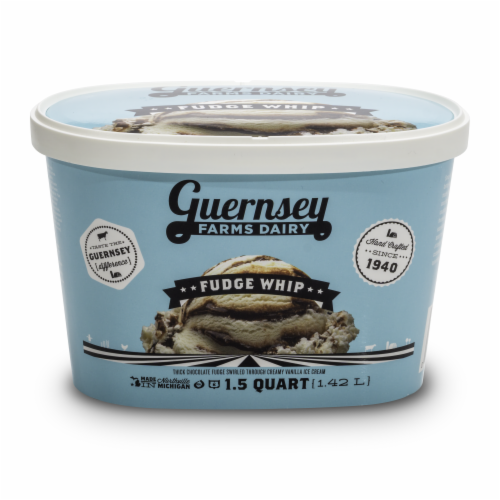 Guernsey Farms Dairy Fudge Whip Ice Cream Tub Perspective: front