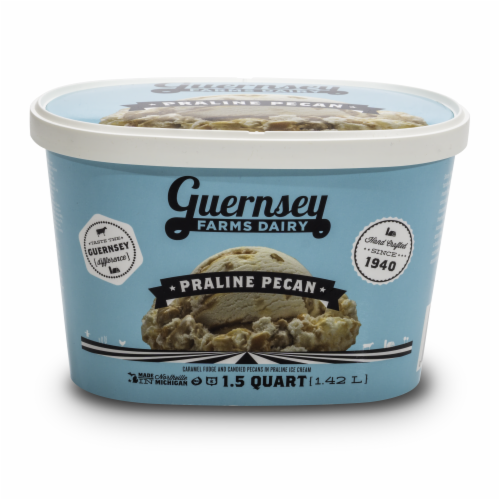 Guernsey Farms Dairy Praline Pecan Ice Cream Tub Perspective: front
