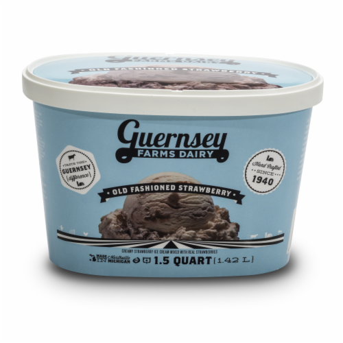 Guernsey Farm Dairy Old Fashioned Strawberry Ice Cream Tub Perspective: front