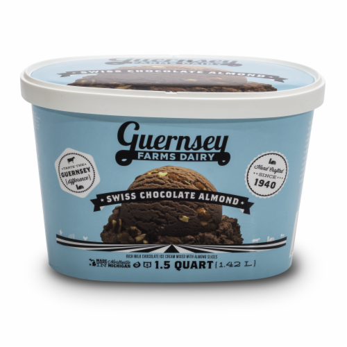 Guernsey Farms Dairy Swiss Chocolate Almond Ice Cream Tub Perspective: front
