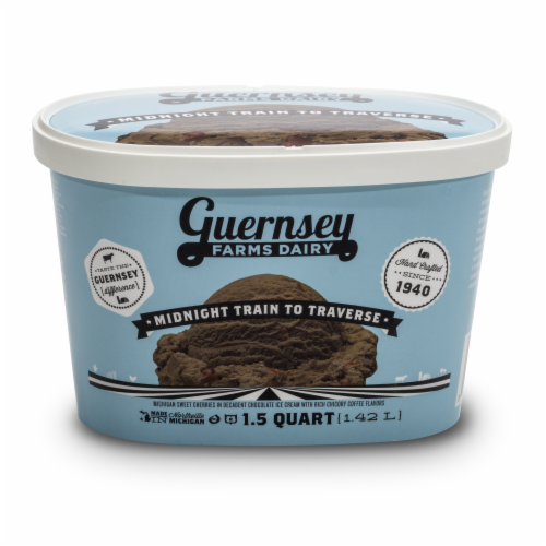 Guernsey Farms Dairy Midnight Train to Traverse Ice Cream Tub Perspective: front