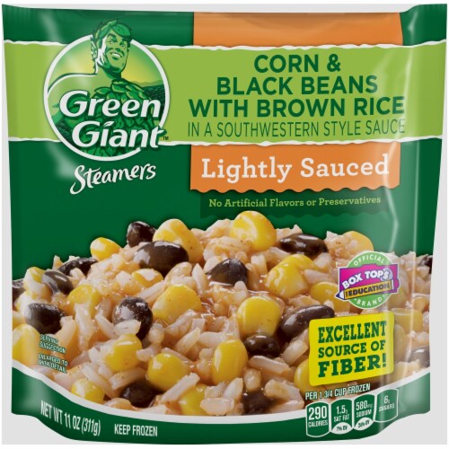 Green Giant Steamers Corn & Black Beans with Brown Rice - Lighly Sauced Perspective: front