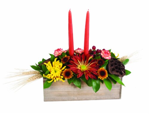 Thanksgiving Double Candle Arrangement Perspective: front