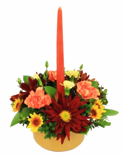 Thanksgiving Single Candle Arrangement Perspective: front