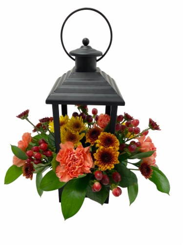 Thanksgiving Lantern Flower Arrangement Perspective: front