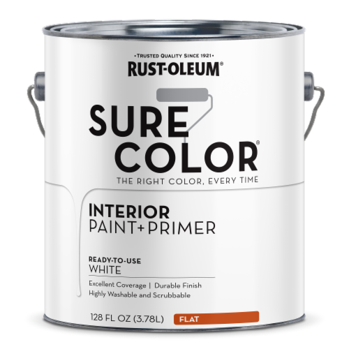 Rust-Oleum® Sure Color® Interior Wall Paint + Primer - Flat White Perspective: front