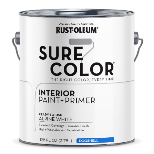 Rust-Oleum® Sure Color® Eggshell Interior Primer+Paint Alpine White Perspective: front