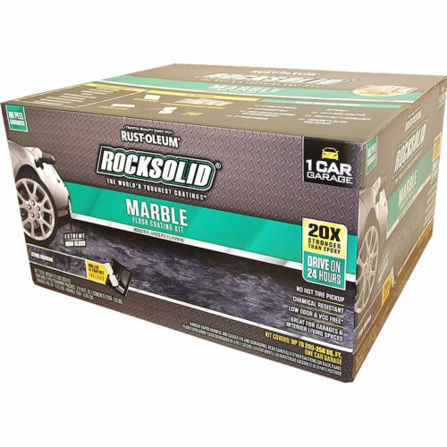 RockSolid Marble Floor Coating Kit industrial grade Stone Obsidian 1 Car Garage Kit Perspective: front