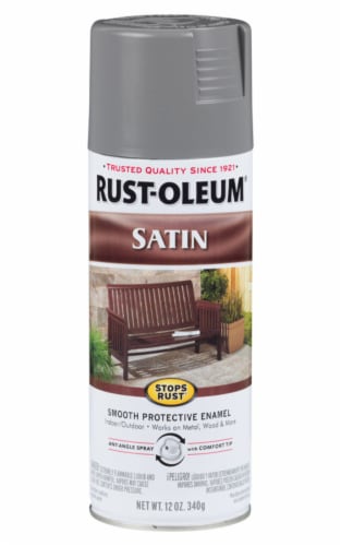 Rust-Oleum Stops Rust Satin Coastal Gray Spray Paint 12 oz. - Total Qty: 6; Each Pack Qty: 1 Perspective: front