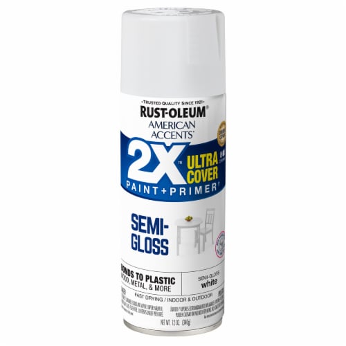 Rust-Oleum® American Accents® 2X™ Paint + Primer Semi-Gloss Spray Paint - White Perspective: front