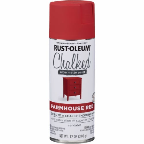 Rust-Oleum Chalked Ultra Matte Farmhouse Red Chalk Spray Paint Perspective: front