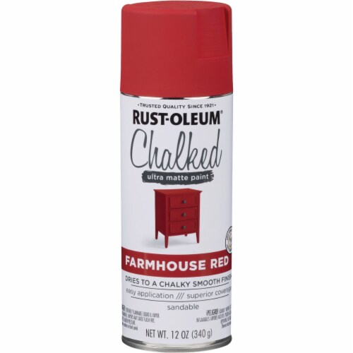 Rust-Oleum Chalked Ultra Matte Farmhouse Red Chalk Spray Paint Perspective: front