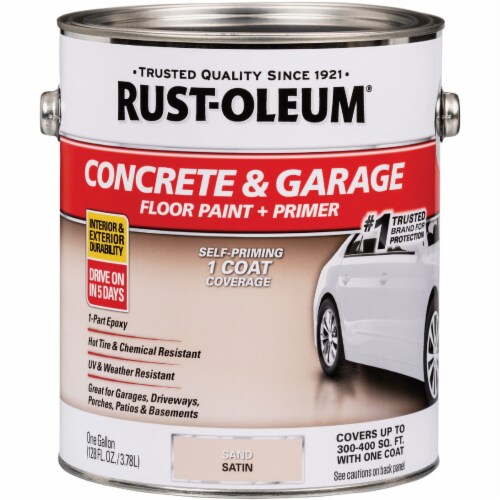 Rust-Oleum Concrete & Garage Floor Paint & Primer, 1 Gal., Sand 347121 Perspective: front