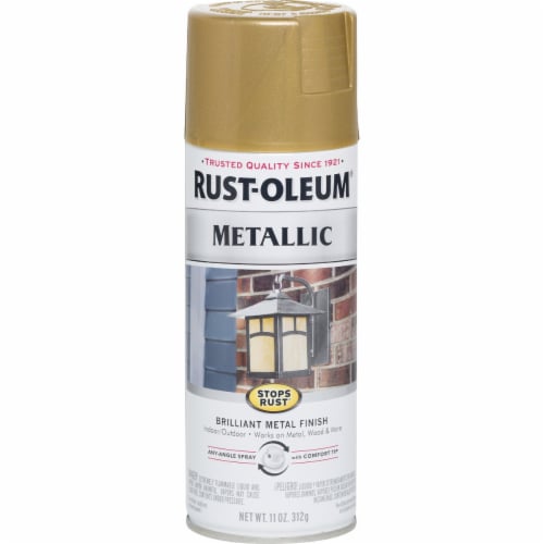 Rust-Oleum Stops Rust 11 Oz. Metallic Satin Spray Paint, Gold Rush 7270830 Perspective: front