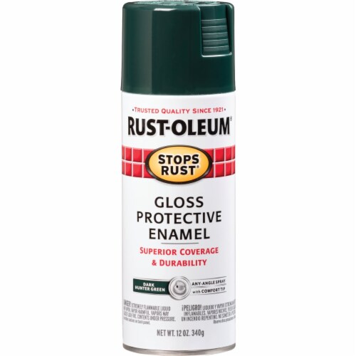 Rust-Oleum® Stops Rust® Dark Hunter Green Protective Enamel Gloss Spray Paint Perspective: front