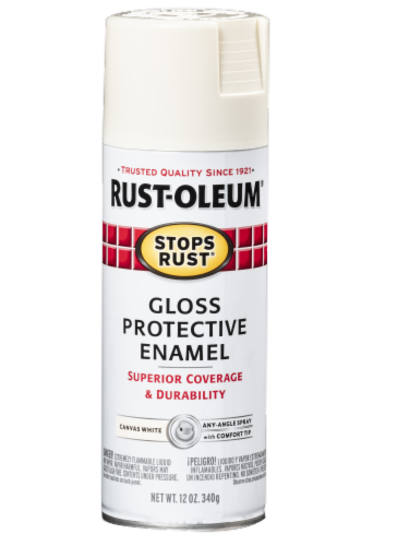 Rust-Oleum Stops Rust Gloss Canvas White Spray Paint 12 oz. - Total Qty: 1; Each Pack Qty: 1 Perspective: front